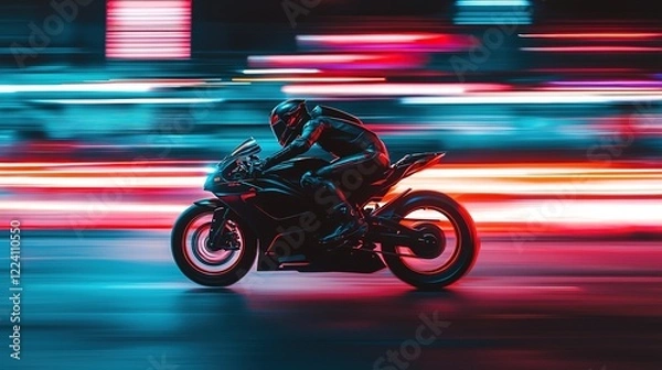 Fototapeta Night Rider: City Lights & Speed