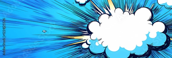Obraz Striking blue comic book explosion background with bold contrasts and dynamic shapes