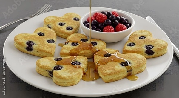 Obraz Blueberry Pancake Day Delicious Ideas to Celebrate with Fluffy Pancakes and Fresh Blueberries