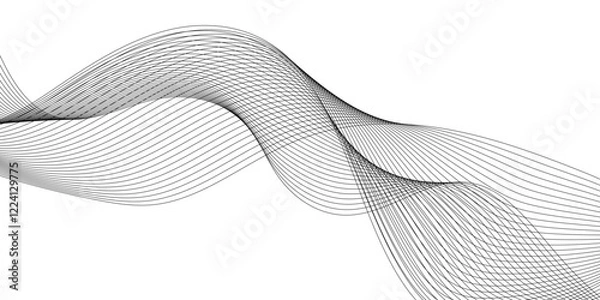 Fototapeta modern and luxury abstract pattern of geometric curved wave lines, Wavy Lines Minimalist Vector Illustration geometric abstract patterns, modern background with grey wavy lines and particles.