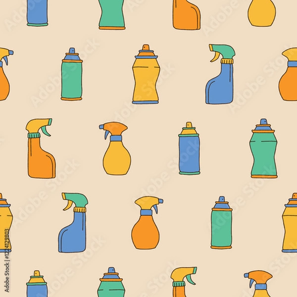 Fototapeta Collection of Spray Bag Vector Seamless Pattern illustration Design