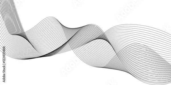 Fototapeta Wavy Lines Minimalist Vector Illustration geometric abstract patterns, modern background with grey wavy lines and particles, Abstract background with waves and curved geometric lines patterns.