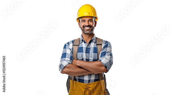 Fototapeta Smiling construction worker with arms crossed 