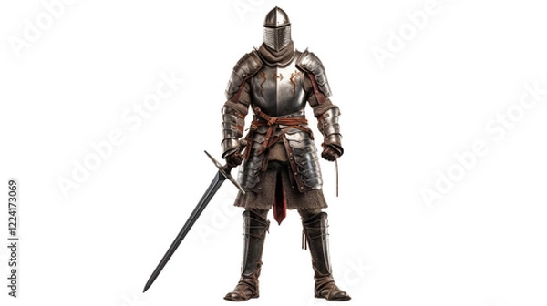 Fototapeta Full body photograph of a medieval isolated on transparent background