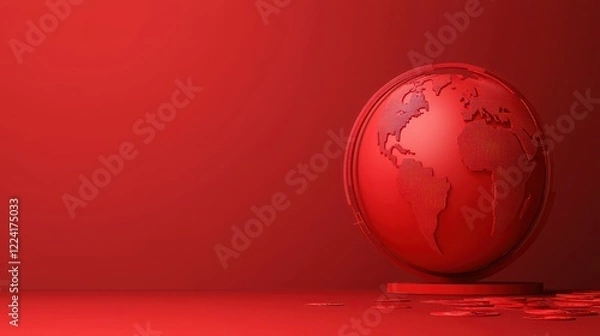 Fototapeta A vivid red globe stands against a matching backdrop, symbolizing global themes and evoking a sense of unity and connection.
