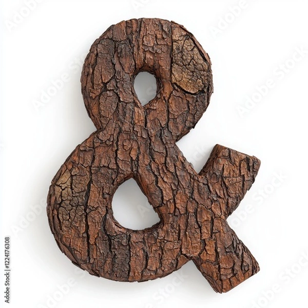 Obraz Rustic And Symbol Carved From Wood Texture With Natural Bark Finish