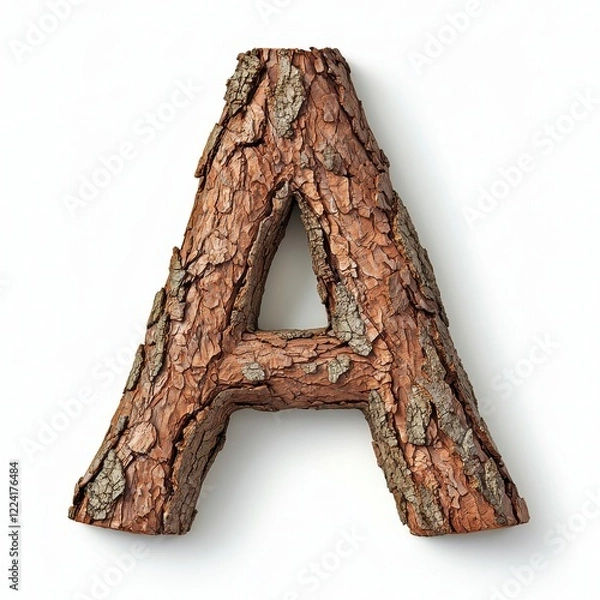 Fototapeta Rustic Styled Capital Letter A Made of Tree Bark Texture