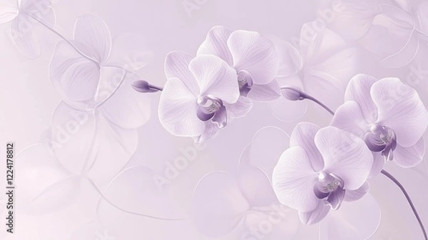 Fototapeta Elegant Purple Orchids on Soft Pastel Background for Design