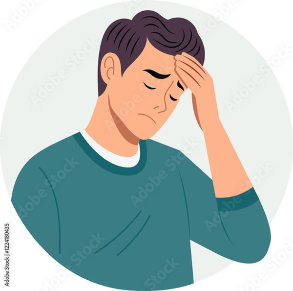 Obraz Man have a headache. The art style is flat vector	