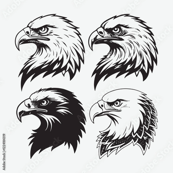 Obraz Eagle face silhouette vector bundle