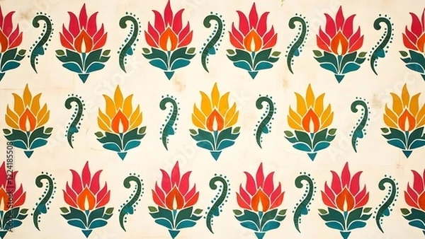 Fototapeta Lotus Rows A Traditional Rajasthani Pattern