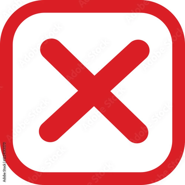 Obraz line Red cross sign icon. Wrong mark. Red cross X symbol. Red grunge X icon. Cross brush sign isolated on white background.