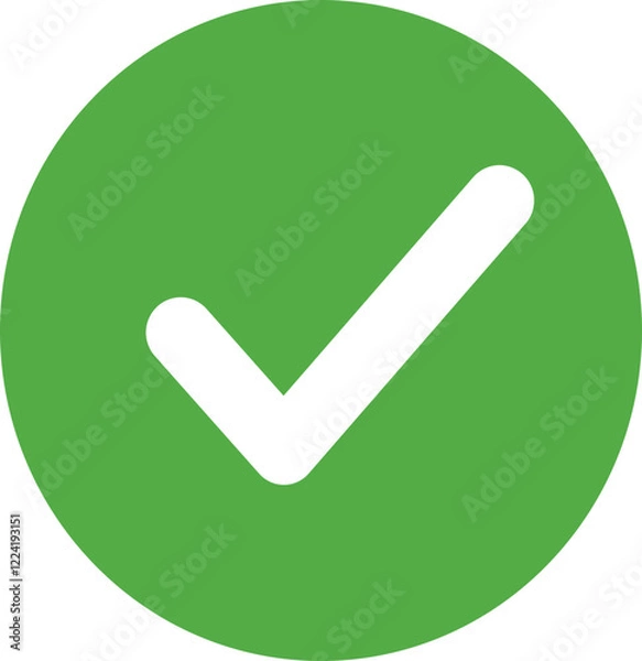 Fototapeta flat green Tick mark approved . Check mark icon symbols . symbol for website computer and mobile isolated on white background. green tick verified badge icon. Social media official account tick symbol