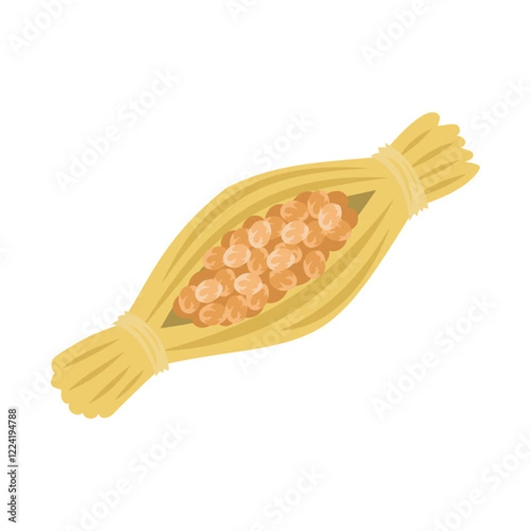 Obraz 藁納豆。フラットなベクターイラスト。
Straw natto (fermented Soybeans). Flat vector illustration.