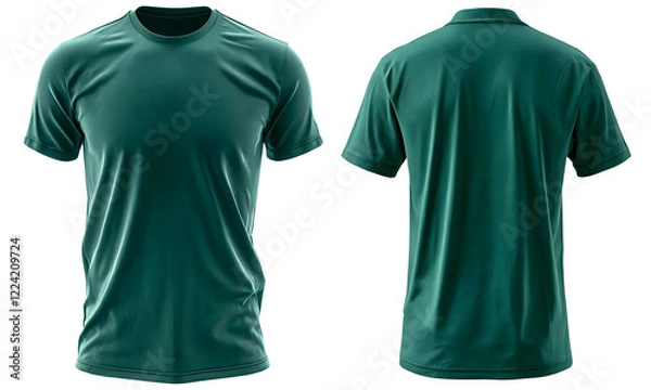 Fototapeta Dark emerald green colour t-shirt frontside backside. a mockup for design.