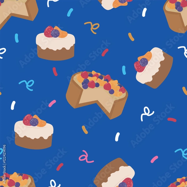 Obraz Cake pattern on blue background