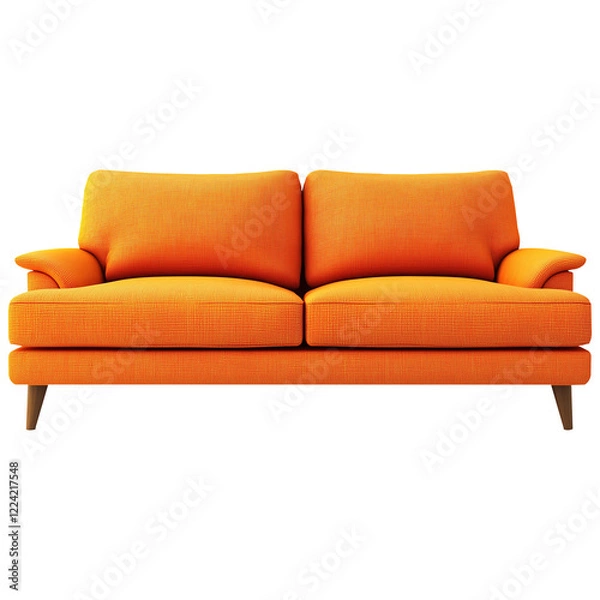 Fototapeta Orange Color Sofa Isolated on Transparent Background