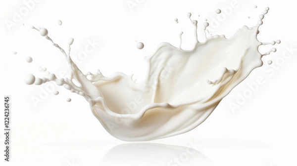 Fototapeta "白い背景に宙に舞うスプラッシュな牛乳のクローズアップ."