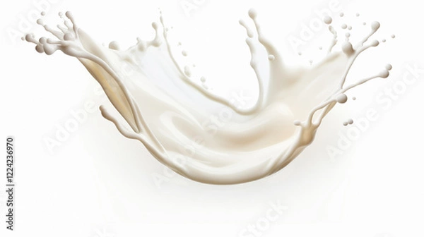 Fototapeta "白い背景に宙に舞うスプラッシュな牛乳のクローズアップ."