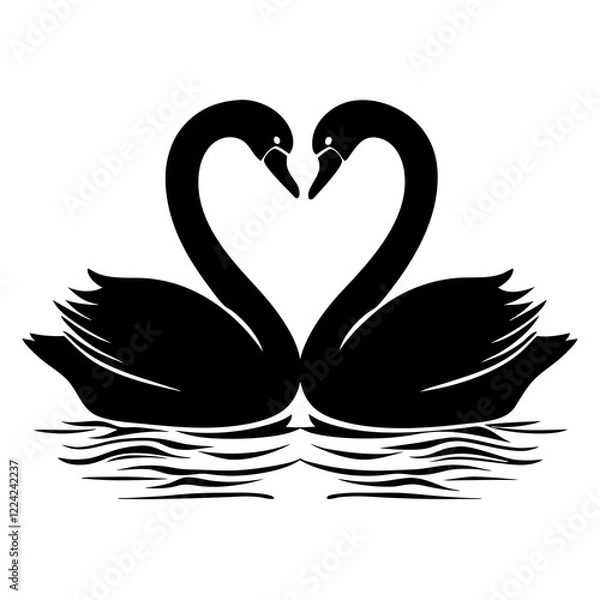 Fototapeta Silhouette of Swans Forming a Heart Shape with Their Necks for Valentine's Day