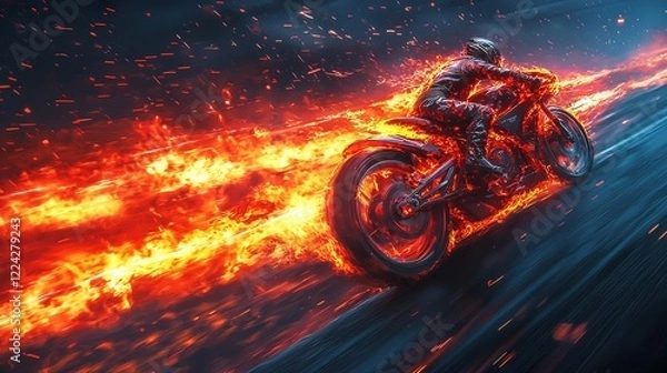 Obraz Fiery Motorcycle Speed