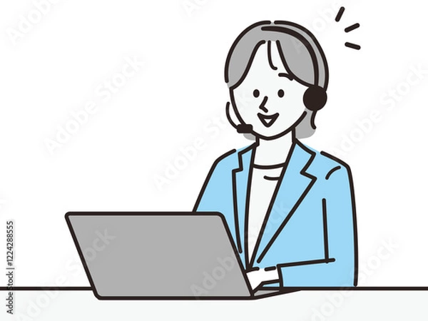 Obraz コールセンターで働く女性