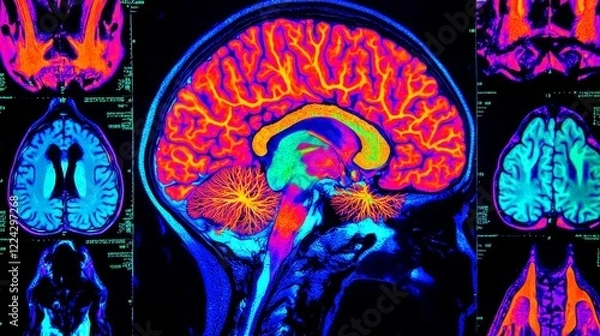 Fototapeta Neurological patterns captured in strikingly vivid brain scan imagery.
