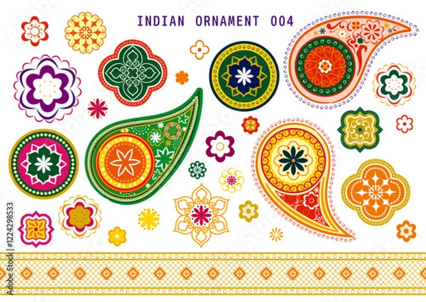 Obraz アジアンエスニック ペイズリー柄 4C