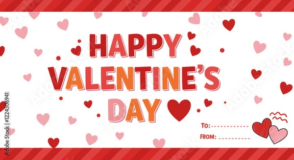 Fototapeta valentine's day card with hearts and festive message