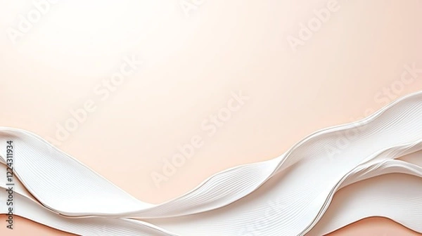 Fototapeta Elegant abstract background with smooth, flowing curves in soft peach tones, offering a serene and minimalist aesthetic.