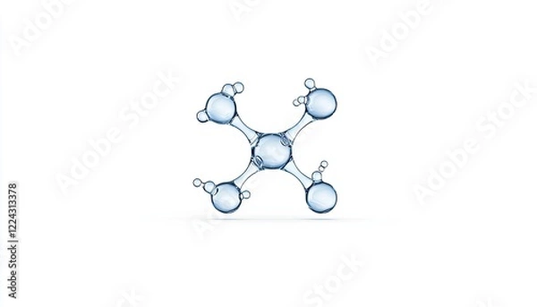 Obraz Abstract representation of a water molecule with bubbles on a clean white background