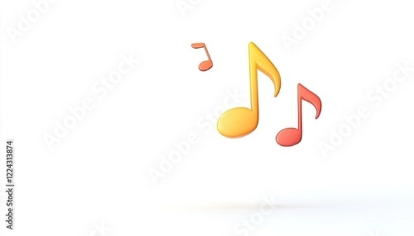 Obraz Colorful musical notes floating against a white background, symbolizing creativity and sound
