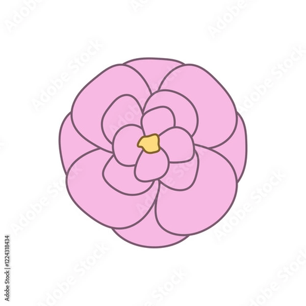 Fototapeta Cute abstract pink flower for design. Clip art of simple flower in flat style. Isolated on white background. Element for creating designs, patterns, decor. Baby flower.