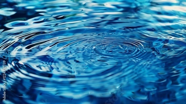 Obraz Abstract blue water ripples, creating a calming and serene background. AI generative. .