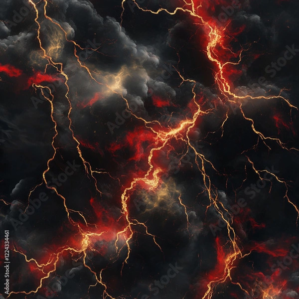 Fototapeta lightning in the night sky, generative AI illustration