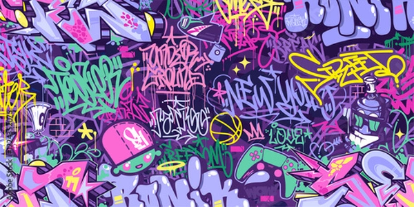 Obraz Trendy Abstract Colorful Urban Street Art Graffiti Style Vector Illustration Background Template