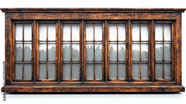 Fototapeta Majestic Wooden Window with Multiple Panes: A Vintage Architectural Masterpiece