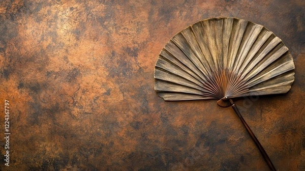 Fototapeta Elegant Vintage Hand Fan on Rustic Background