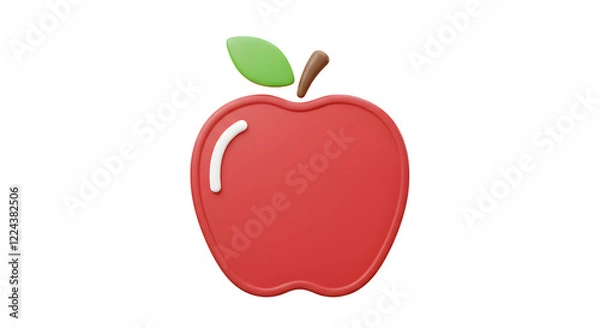 Fototapeta Red Apple 3D Render Icon Illustration isolated on white background. Generative AI