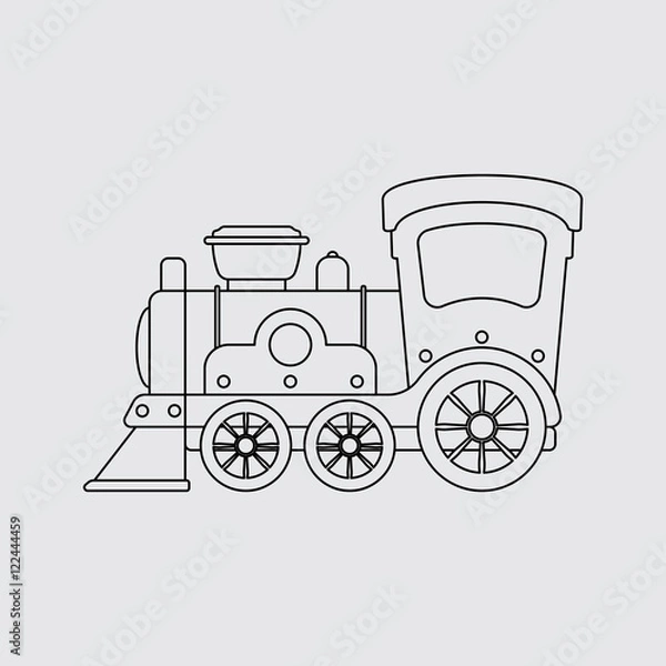 Obraz Line toy train vector illustration. Line style.