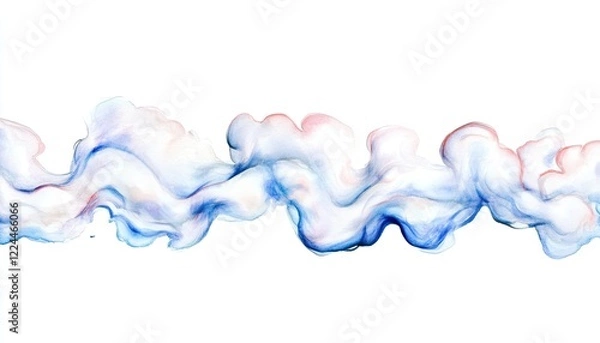Fototapeta Abstract fluid wave design in soft pastel colors flowing across a white background, ideal for artistic projects
