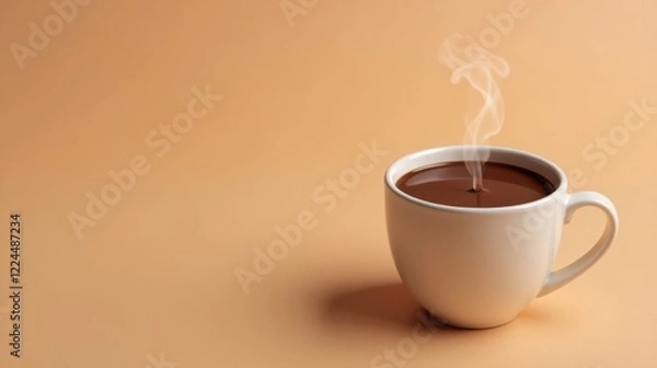 Obraz Aromatic Steam Rising from a Cup of Warm Beverage on a Soft Background