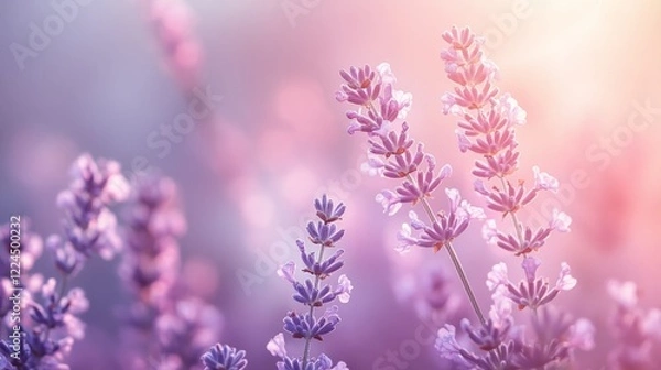 Obraz Minimalistic gradient background transitioning from soft lavender to white, creating a calming effect 