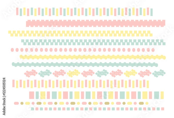 Fototapeta 春カラー　ライン　イラスト素材セット