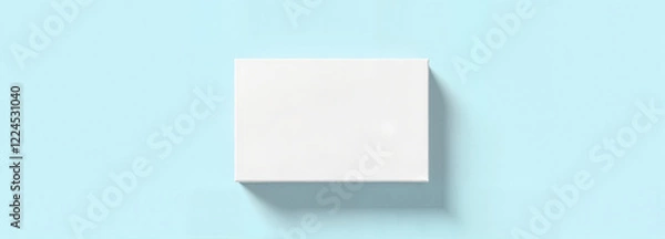 Fototapeta Rectangular box mockup on light blue background
