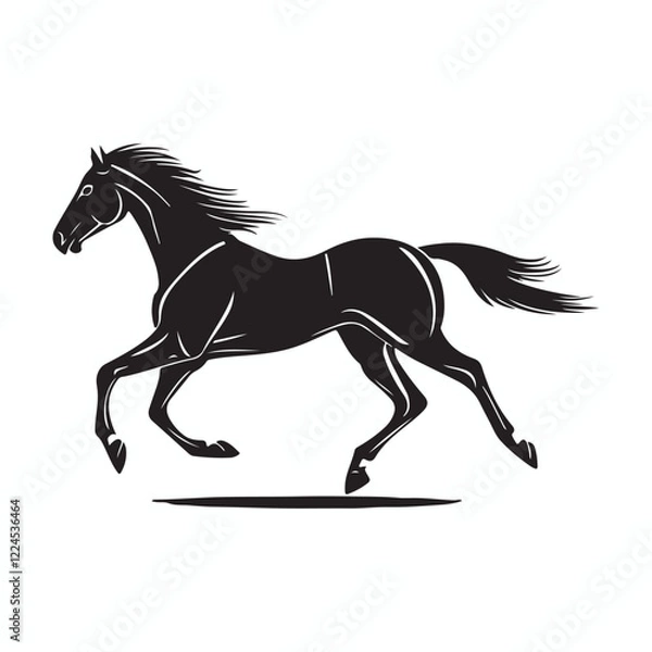 Fototapeta Horse in a running pose silhouette, Black Horse Silhouette in Motion, Horse icon vector