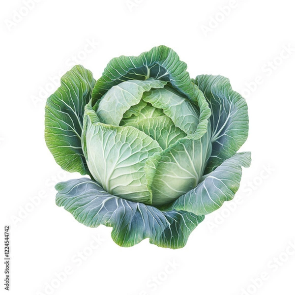 Fototapeta Fresh Green Cabbage Isolated on Transparent Background