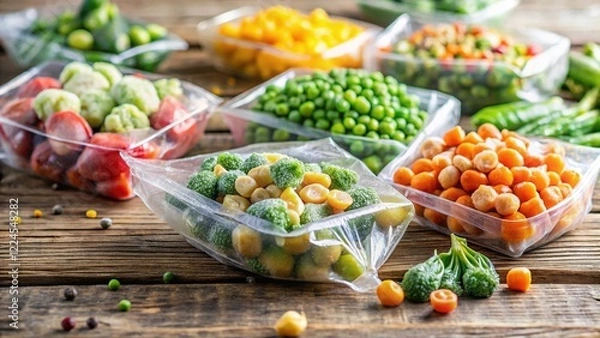Fototapeta Frozen Vegetable Bags: Convenient & Healthy Meal Prep