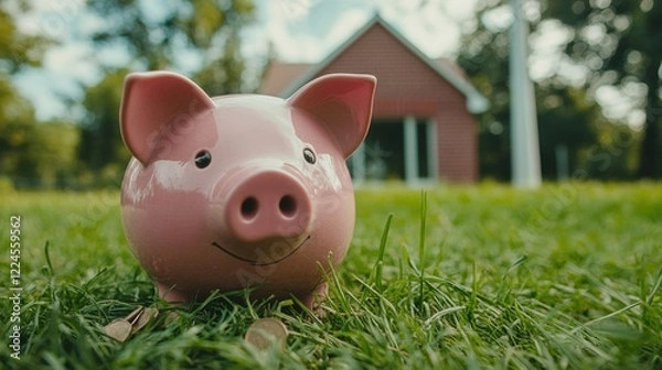 Fototapeta Piggy Bank in the Grass