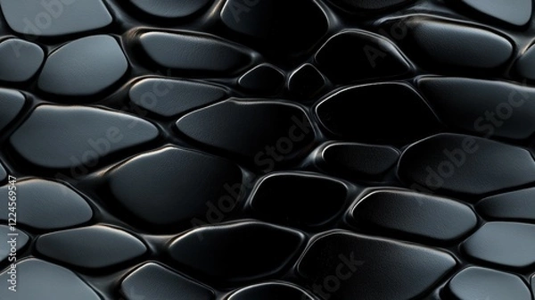 Obraz Black Mamba snakeskin animal pattern, seamless, tileable.